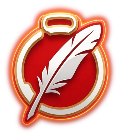 Oldtime stopwatch and feather logo